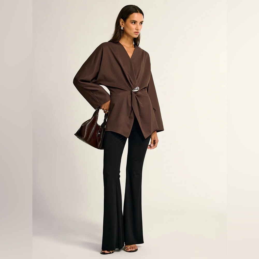 Commense Metal Detail Draped Shirt - Picture 2 of 12